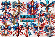 Christian Cross 4th of July USA Bow, an Illustration by SVGArt (Thumbnail 1 of 6)