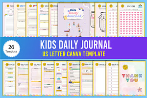 Editable Kids Daily Journal Canva, a Stationery Template by Designmela01