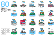 80 Transportation Icons | Aesthetic, an Outline Icon by Flat Icons (Thumbnail 1 of 8)
