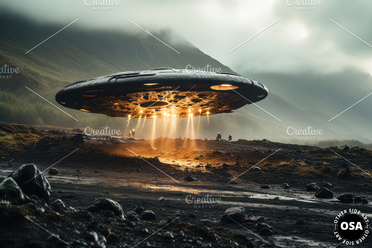 Saucer-Shaped Extraterrestrial UFO, a Technology Illustration by Other Side Art (Photo 7 of 8)