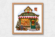Winter Shop Buildings Clipart Bundle, an Object Graphic by FiveStarCrafting (Thumbnail 6 of 13)