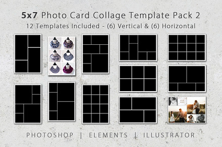 5x7 Photo Card Collage Template Pack, a Card Template by Loveurstyle Designs
