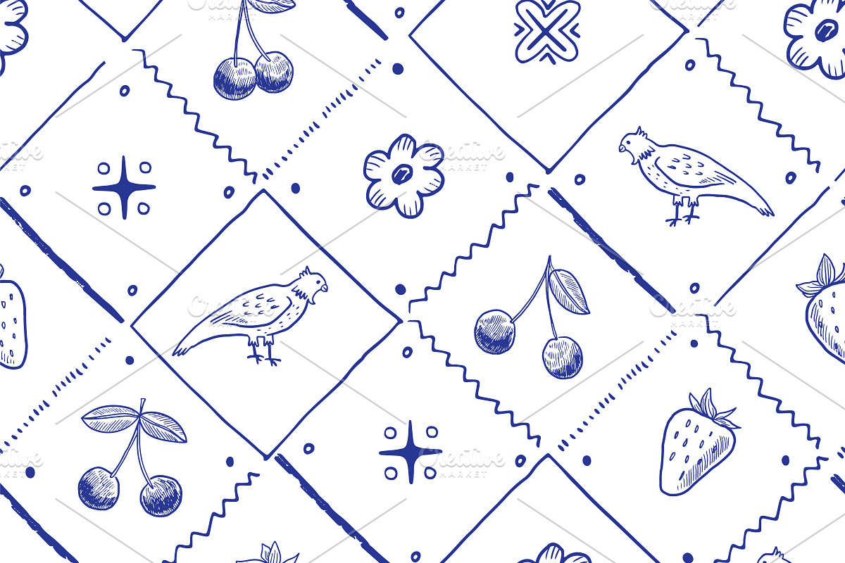 Flowers Birds Berries, a Pattern Graphic by GooseFrol (Photo 3 of 18)