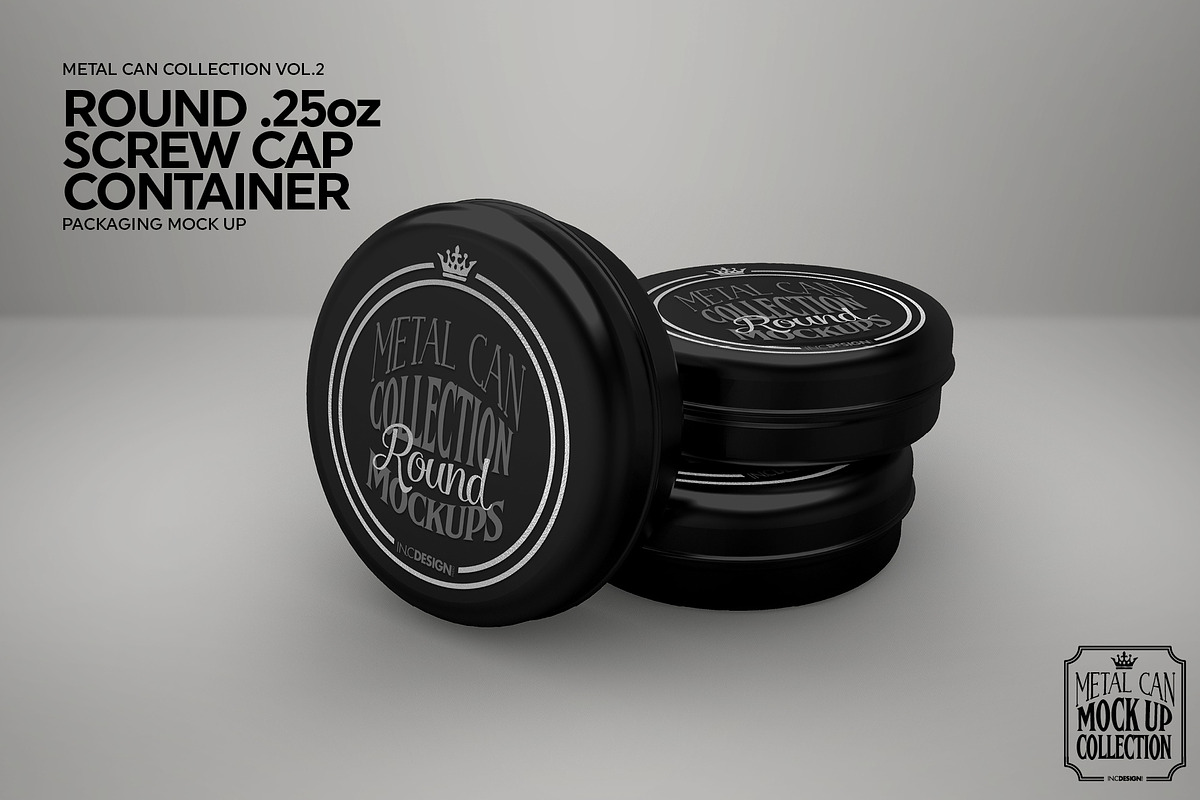Round Screw Cap Tin Container Mockup, a Cups & Container Mockup by INCDesign (Photo 3 of 5)