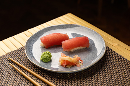 Two maguro nigiri sushi