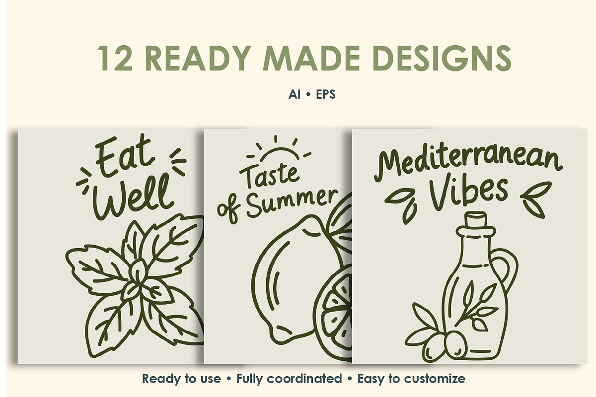 Mediterranean Food Doodle Set, a Food Illustration by OREHOVKA (Photo 4 of 5)