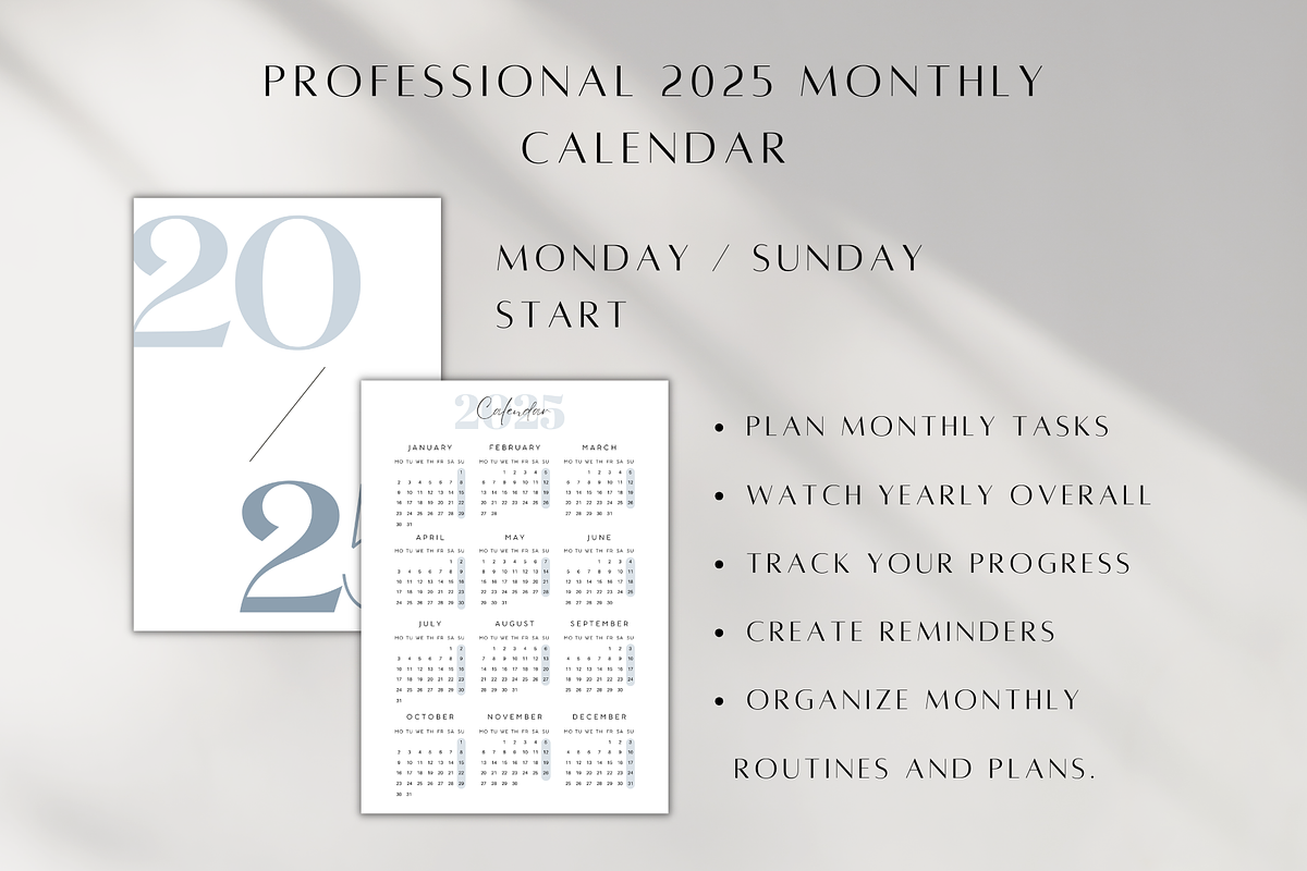 2025 Yearly / Monthly Calendar, a Stationery Template by BRANDcontent (Photo 2 of 7)