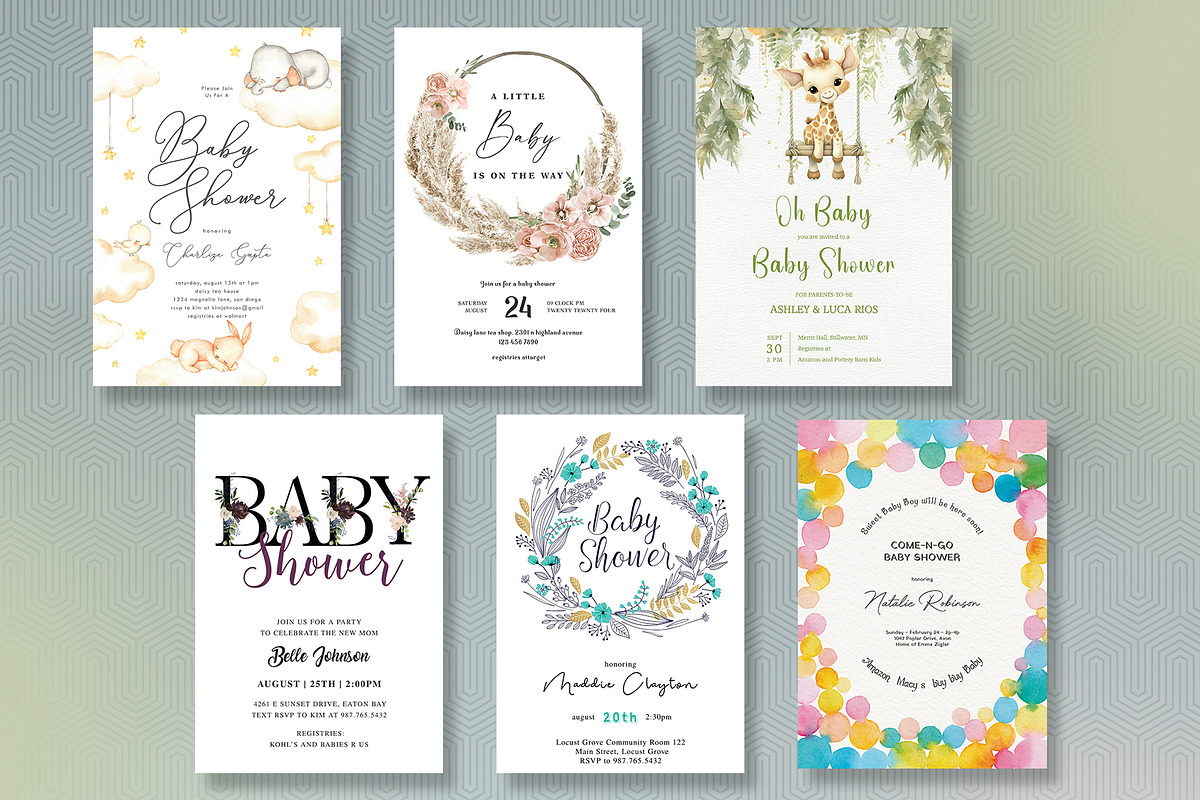 20 Baby Shower Invitation Card Pack, an Invitation Template by DesignGenix (Photo 2 of 3)