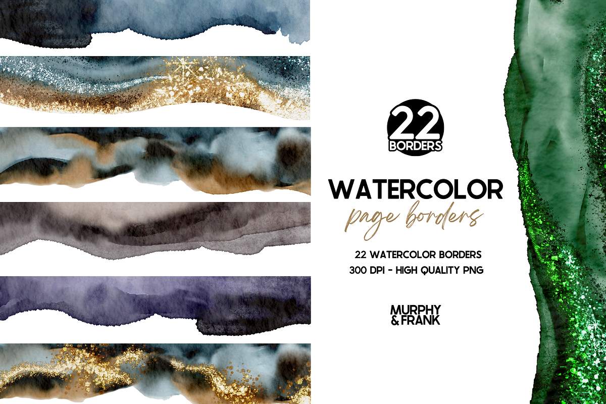 Watercolor Borders Glitter Borders, a Background Graphic by Murphy & Frank (Photo 1 of 10)