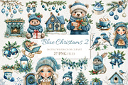 Blue Christmas Clipart 27PNG, a Seasonal Illustration by EleSArtDesign (Thumbnail 1 of 4)