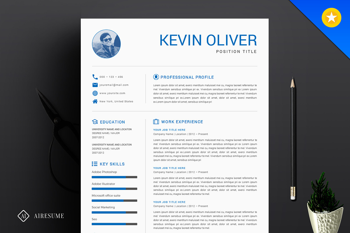 One Page Modern Resume Template, a Resume Template by A1RESUME (Photo 1 of 4)
