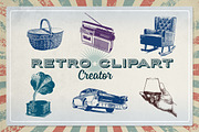 Retro Clipart Creator, an Action Add-On by g design (Thumbnail 1 of 12)