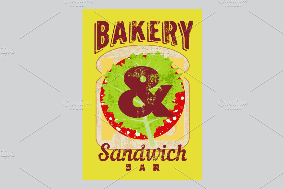 Sandwich Bar grunge vector posters., a Food Illustration by PoPaShop (Photo 6 of 7)