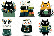 Christmas Cat Clipart, an Animal Illustration by Black Bird Studio (Thumbnail 2 of 6)