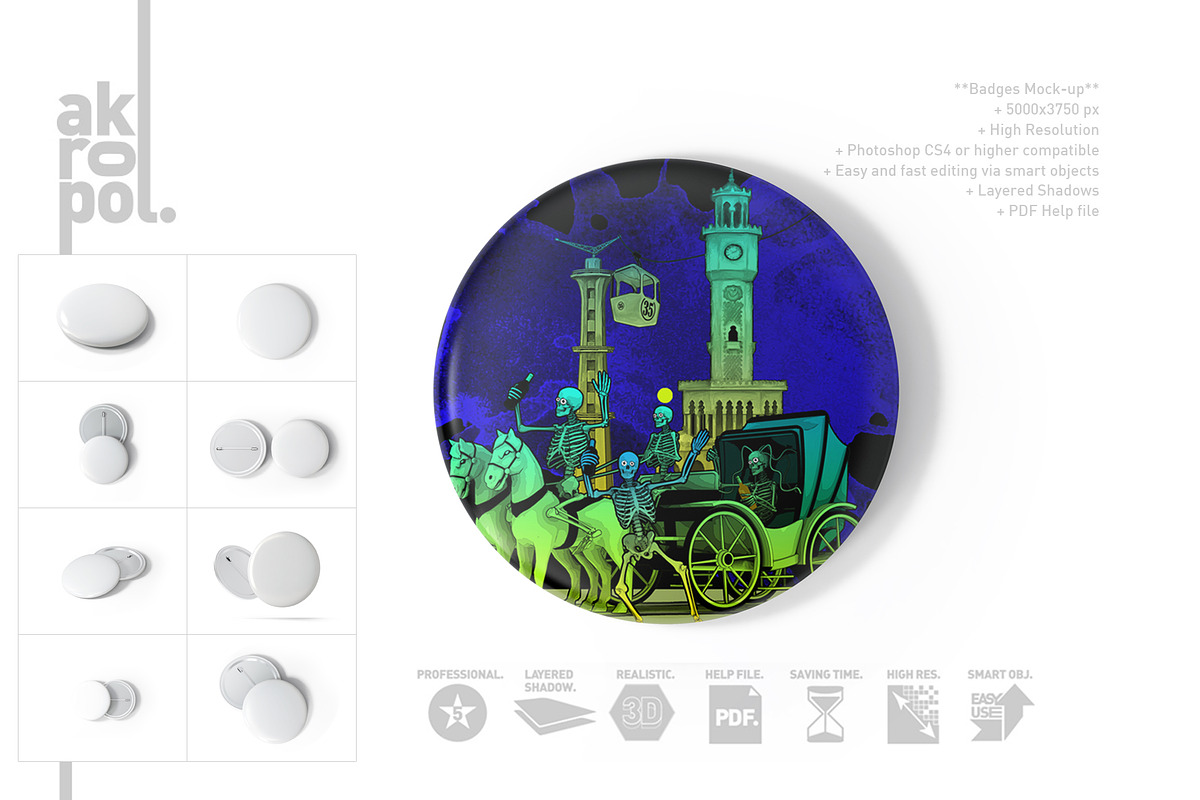 Badge Button Mock-Ups, an Advertising Mockup by akropol (Photo 6 of 7)