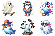 Funny Retro Halloween Ghost Clipart, an Illustration by DreamPrint404 (Thumbnail 6 of 6)