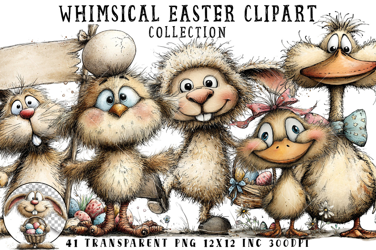 Whimsical Easter Clipart, an Illustration by OK Design (Photo 1 of 6)