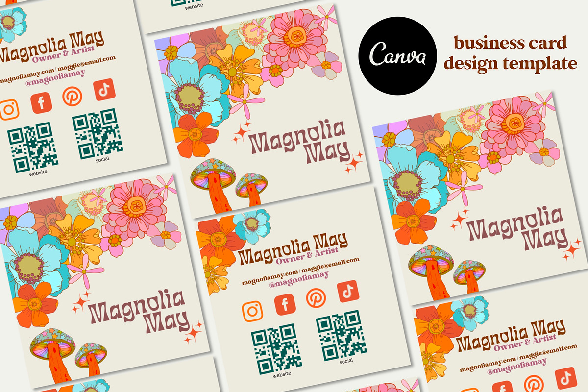 Retro Flowers Logo Canva Template, a Branding & Logo Template by Dear Darling Design (Photo 3 of 7)