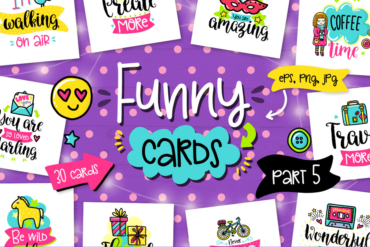 30 Funny Color Cards with Quote, a Card Template by Velliniki (Photo 1 of 5)