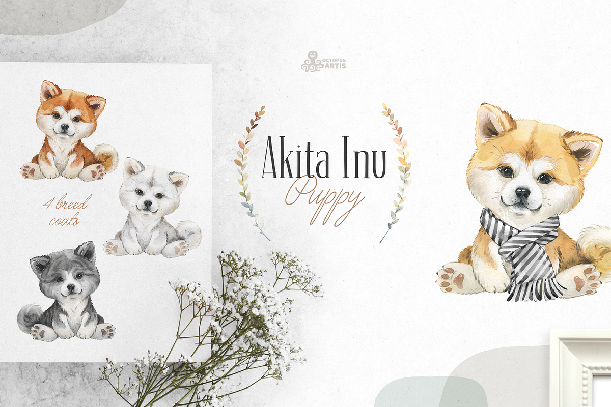 Puppy Paws 6. Watercolor Collection, an Illustration by OctopusArtis (Photo 4 of 11)