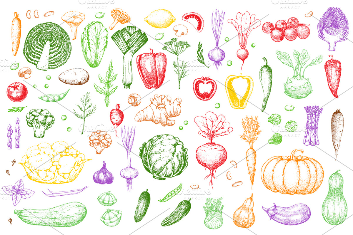 Hand drawn vegetables and fruit, a Decorative Illustration by Ulafant (Photo 18 of 25)