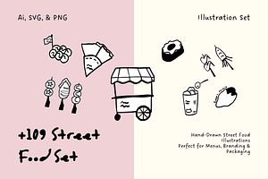 +109 Street Food Set Illustration