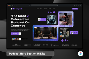 Bloompod - Podcast Hero Header, an UI Kit Template by SquidPixey