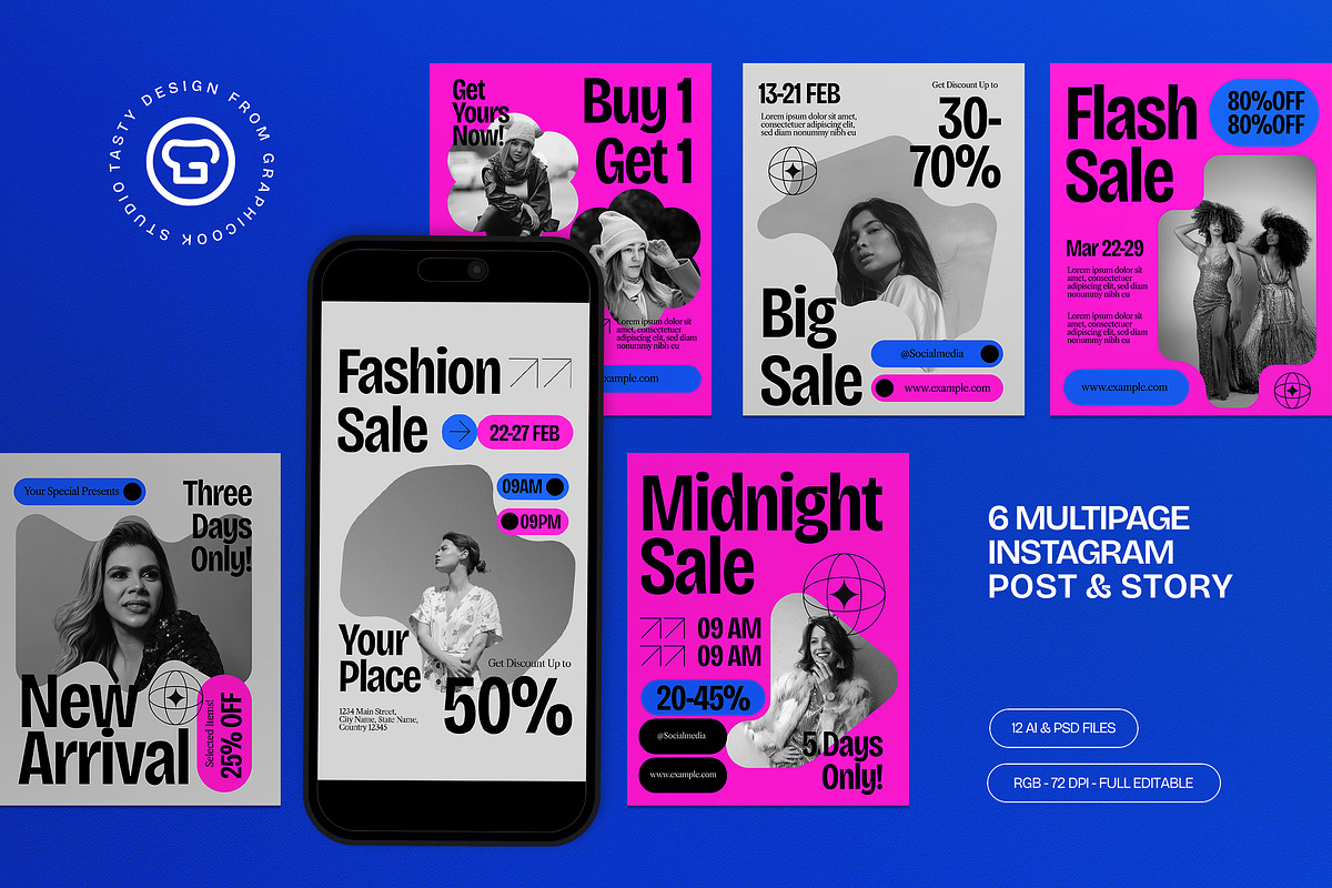 Pink Gray Fashion Instagram Set, a Social Media Template by graphicook (Photo 1 of 3)