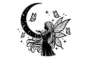 Fairy Moon Butterfly Silhouette, an Object Illustration by Gaye Art (Thumbnail 5 of 31)