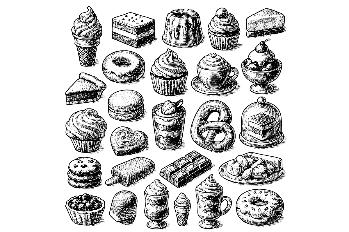 Dessert Sweet Icon Set, an Object Graphic by nikagraphic