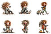 Autumn Girl Clipart, a Seasonal Illustration by CreationArt (Thumbnail 3 of 7)