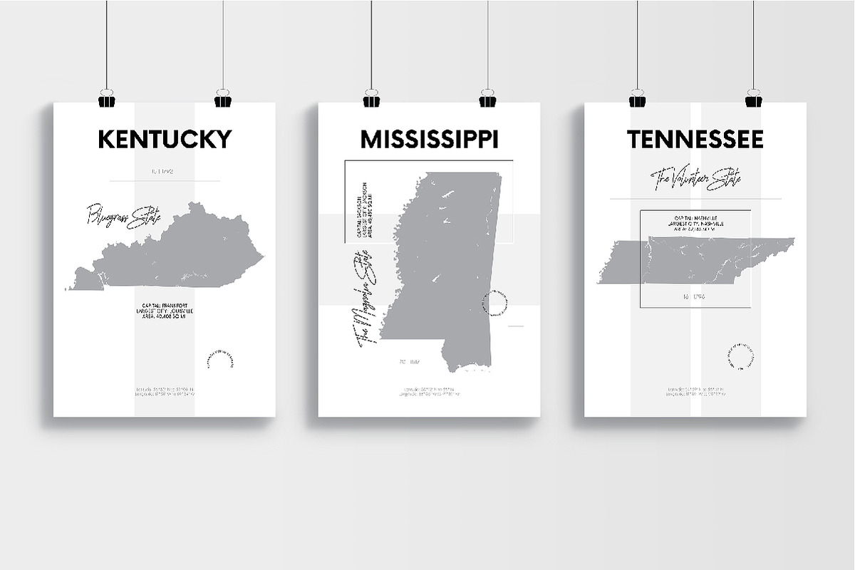U.S. State Maps | Poster set 2, an Illustration by MaximGertsen