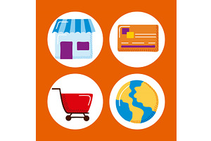 four online sale items, a Finance Illustration by studiogstock