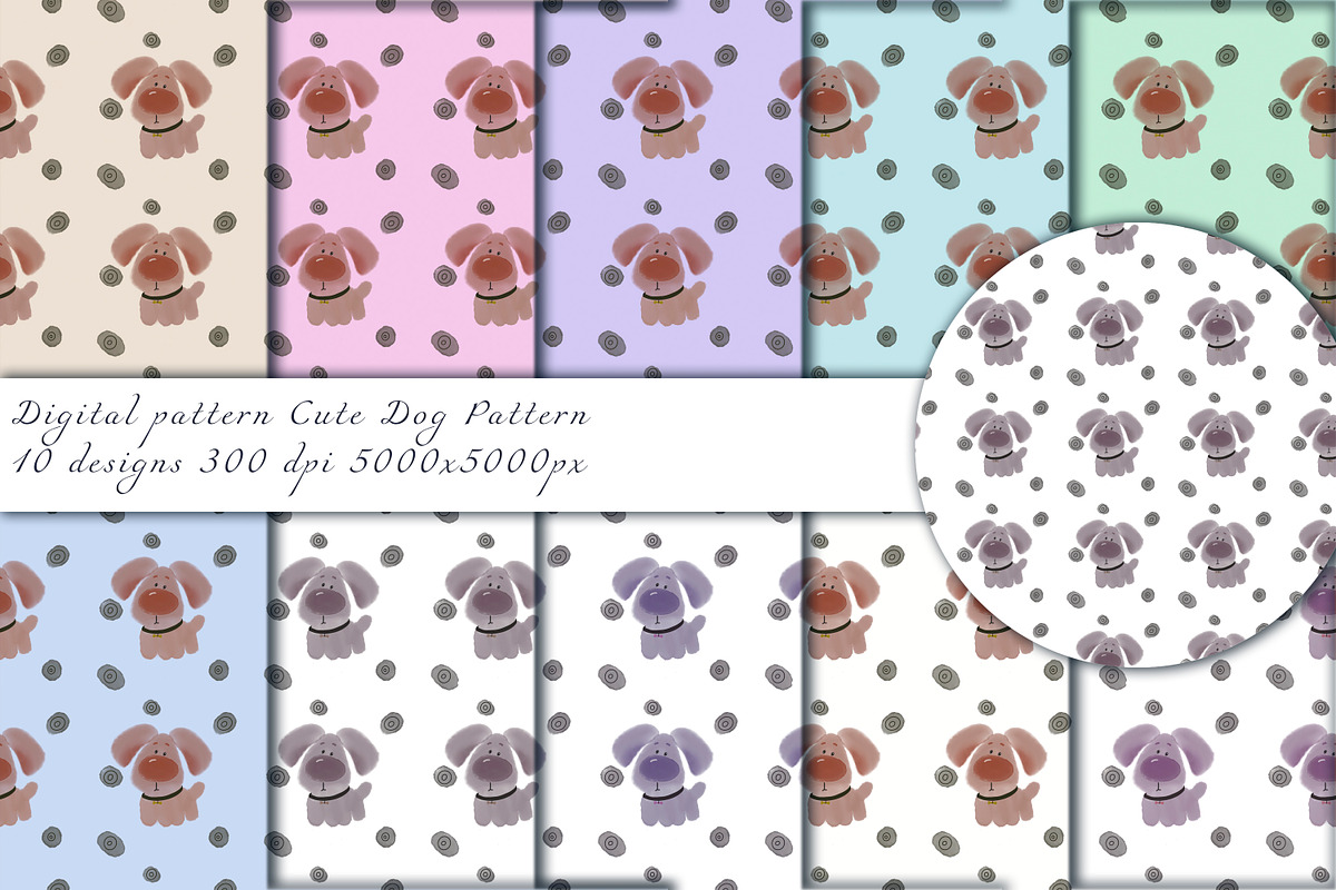 Cute Dog Pattern, a Pattern Graphic by ArtOfSoul (Photo 1 of 4)