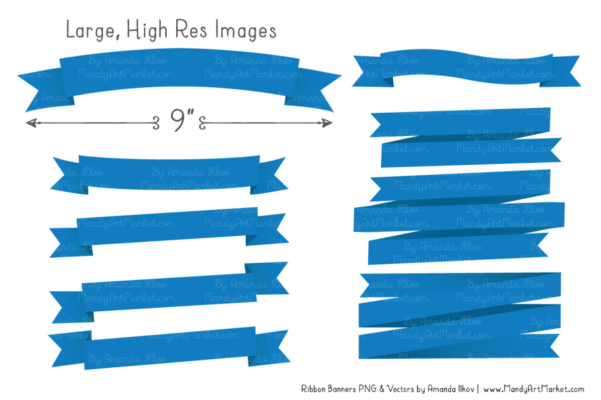 Blue Ribbon Banner Clipart, an Illustration by Amanda Ilkov (Photo 3 of 4)