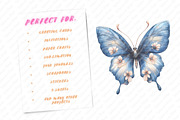 Watercolor Blue Butterflies Cliupart, an Illustration by Watercolor design (Thumbnail 9 of 12)