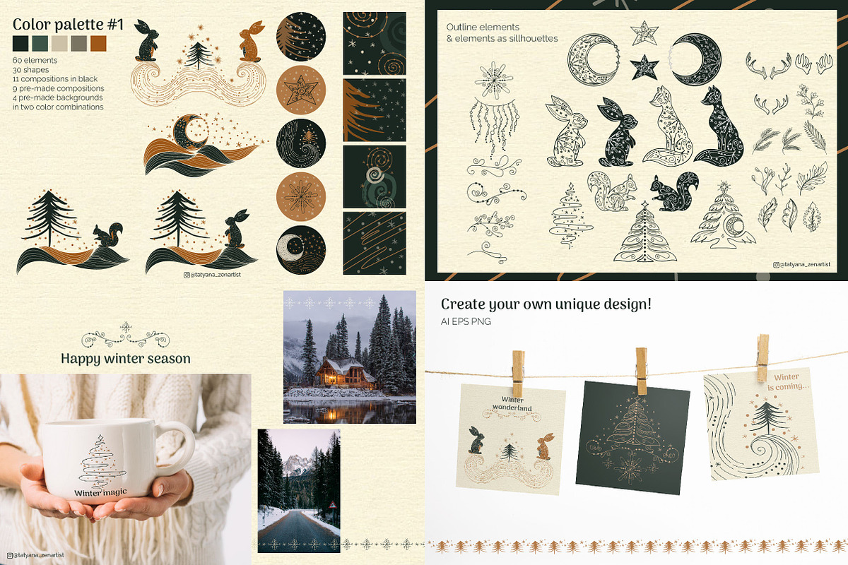 Winter graphic Bundle 70% OFF 4 in 1, a Seasonal Illustration by Tatyana_Zenartist (Photo 3 of 13)