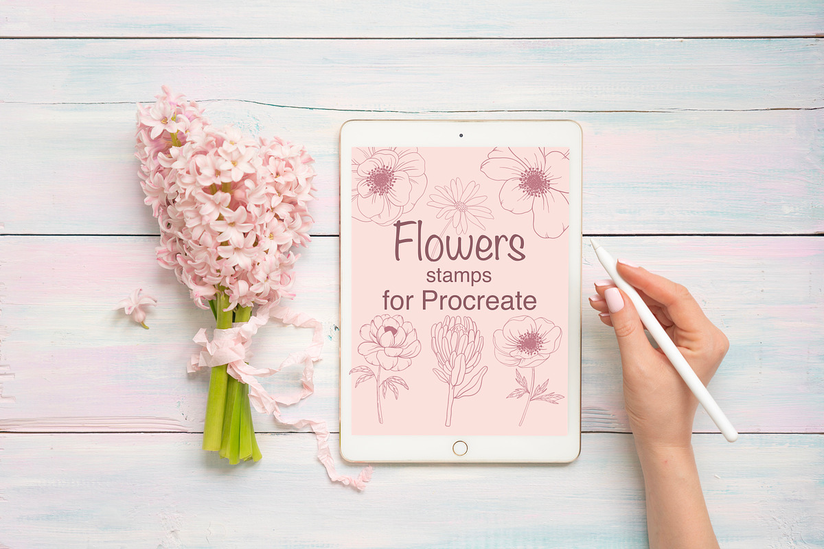 Flower Stamps for procreate, a Brush Add-On by Natalya_Mona_Art (Photo 1 of 6)