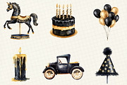 Luxury Black Kids Birthday Clipart, an Illustration by OK Design (Thumbnail 5 of 5)