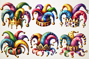 Mardi Gras Jester Hat Clipart, a Work Illustration by OK Design (Thumbnail 2 of 5)
