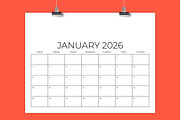 2026 8.5x11 Inch Blank Calendar Temp, a Stationery Template by Running With Foxes (Thumbnail 1 of 8)