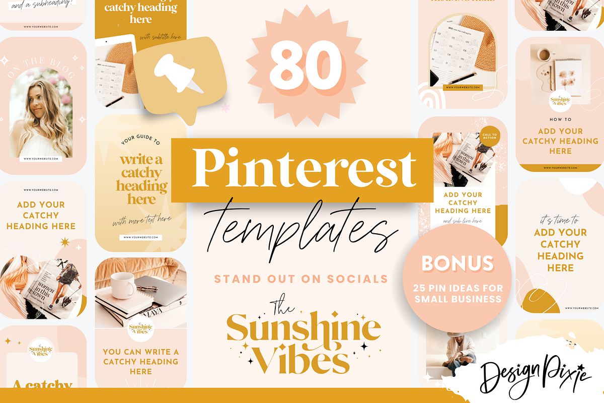 Boho Pinterest Pin Templates Canva, a Social Media Template by Design Pixie (Photo 1 of 6)