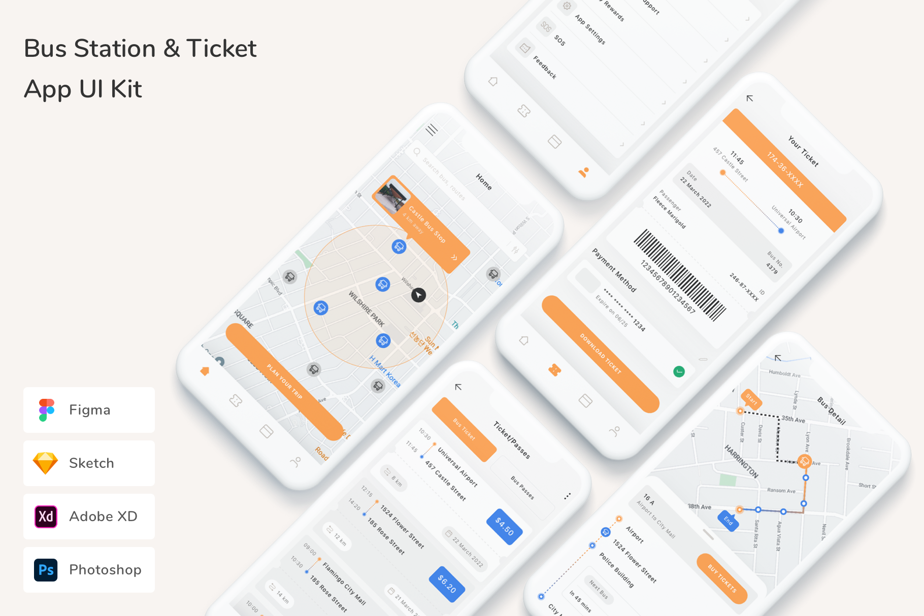 Bus Station  Ticket App Ui Kit by Betush  Creative Market