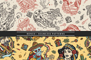 Mexico old school tattoo, a Background Graphic by intueri (Thumbnail 5 of 7)