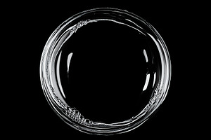 Abstract view of a glass bowl filled with clear water and bubbles, an Abstract Photo by AlyaAnd