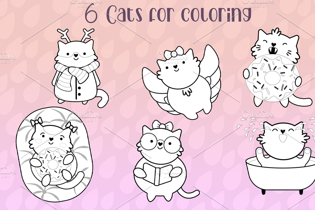 Cute Cats. Vecor Clipart, an Animal Illustration by YuNa (Photo 6 of 8)
