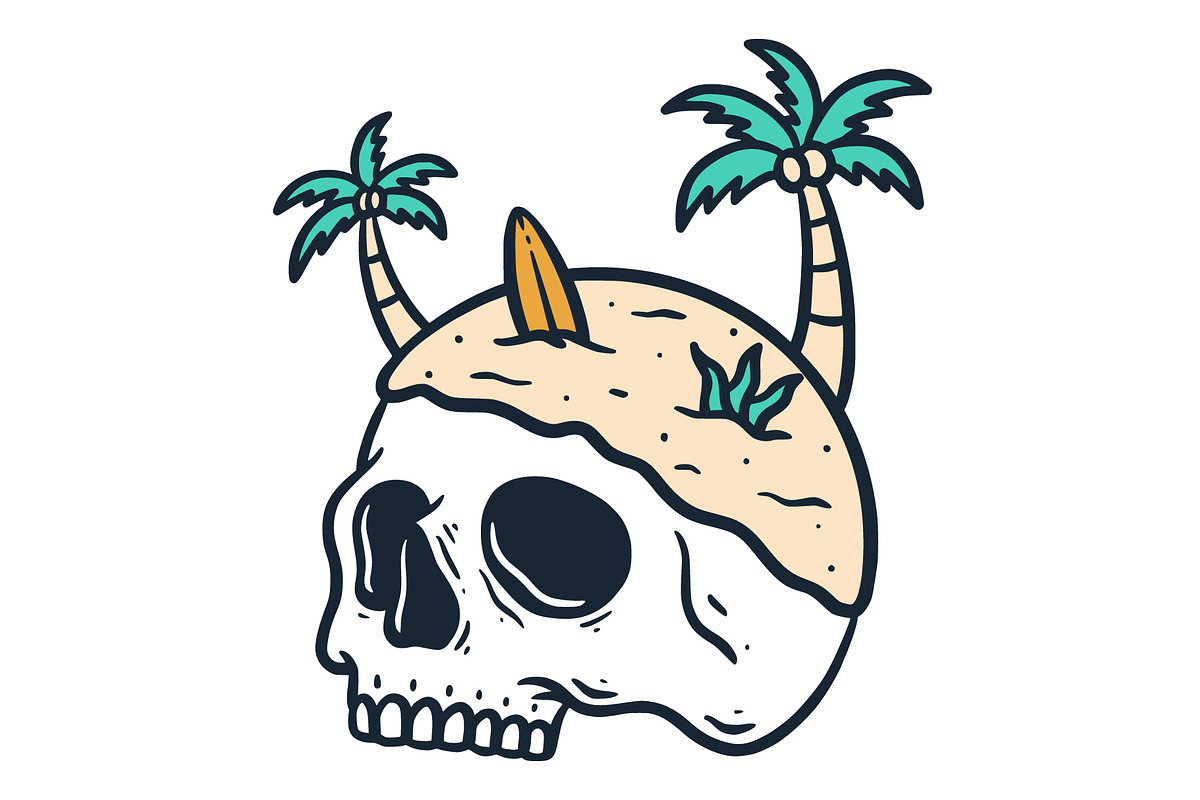 Vintage Beach Skull Illustration, an Object Illustration by Decoconio Design (Photo 2 of 3)