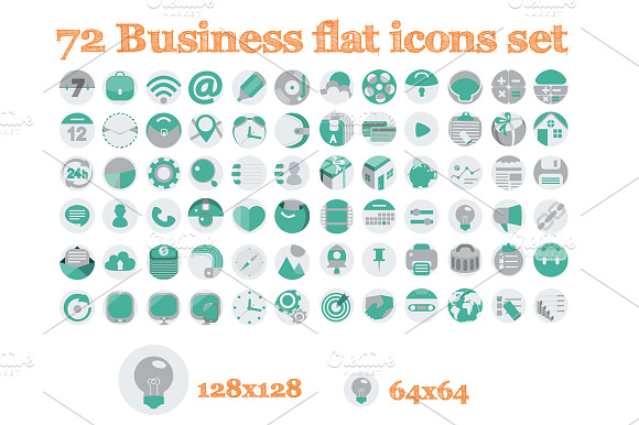 72 Flat Business Icons