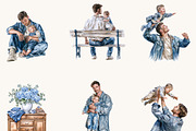 Watercolor Denim Dad & Baby Clipart, a Person Illustration by BusyDaydesign (Thumbnail 6 of 9)
