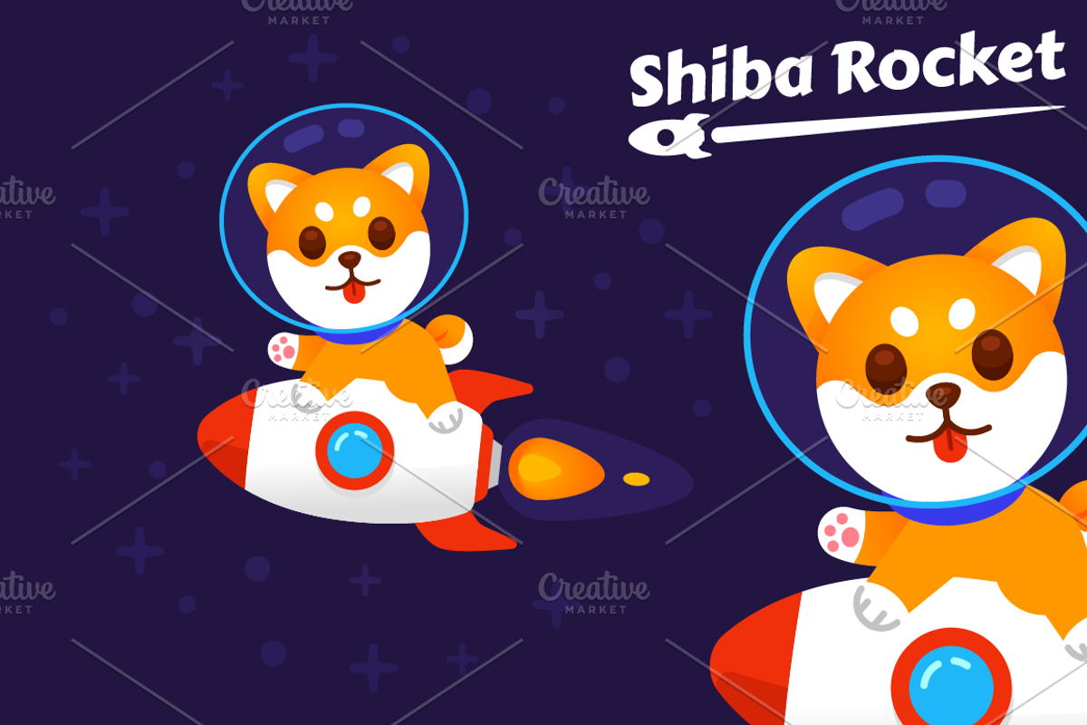Shiba Rocket NFT Crypto Logo Design, a Branding & Logo Template by Manudesign